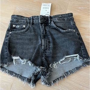 zara high rise black denim shorts